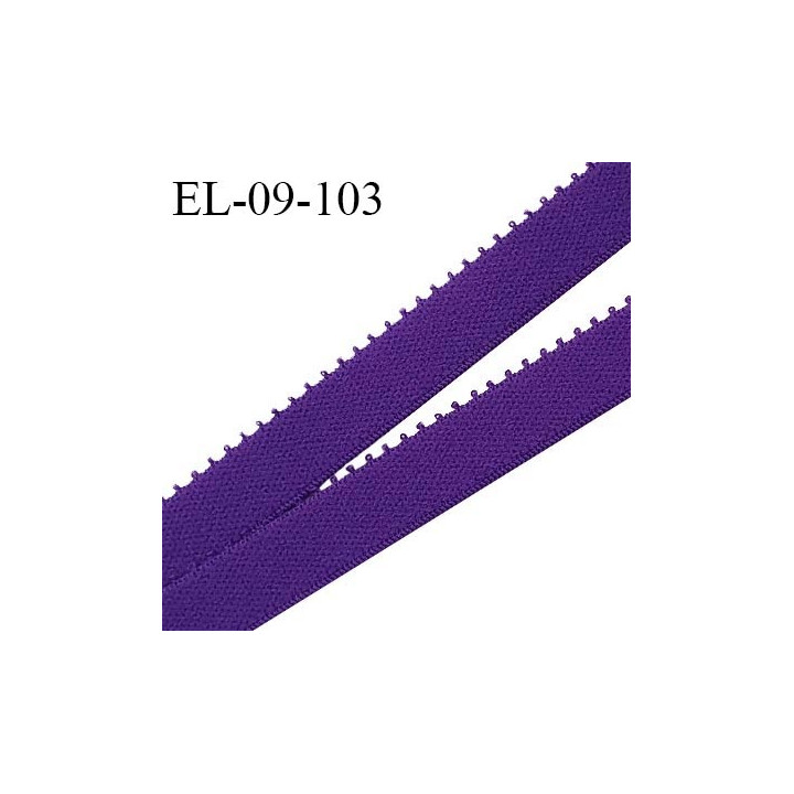 Elastique picot 9 mm lingerie couleur violet orchidée largeur 9 mm haut de gamme Fabriqué en France prix au mètre