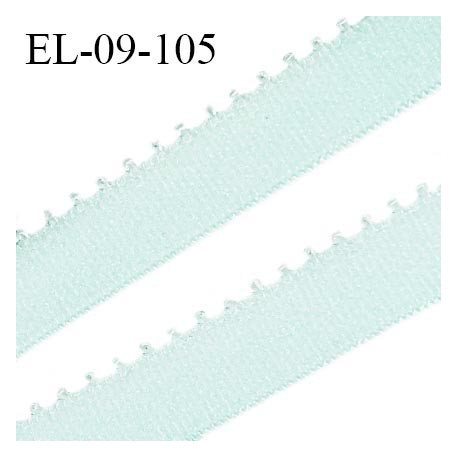 Elastique picot 9 mm lingerie couleur bleu vert lagon largeur 9 mm haut de gamme Fabriqué en France prix au mètre