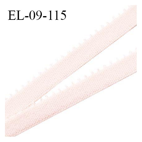 Elastique picot 9 mm lingerie couleur rose pâle ou rose amour largeur 9 mm haut de gamme Fabriqué en France prix au mètre