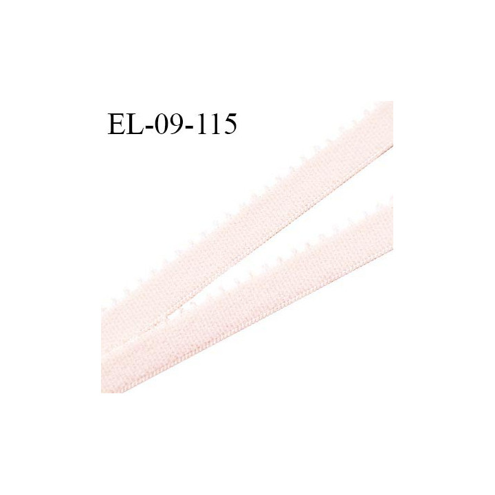 Elastique picot 9 mm lingerie couleur rose pâle ou rose amour largeur 9 mm haut de gamme Fabriqué en France prix au mètre