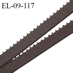 Elastique picot 9 mm lingerie couleur marron teck largeur 9 mm haut de gamme Fabriqué en France prix au mètre