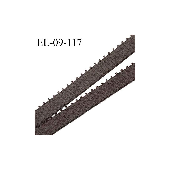 Elastique picot 9 mm lingerie couleur marron teck largeur 9 mm haut de gamme Fabriqué en France prix au mètre