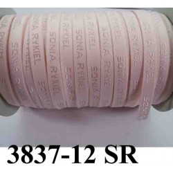 élastique de marque sonia rykiel inscription en surpiquage couleur rose pétale largeur 12 mm vendue au mètre
