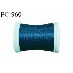 Bobine 500 m fil mousse polyamide n° 120 couleur bleu cypré longueur de 500 mètres bobiné en France