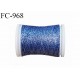 Bobine 500 m fil mousse polyamide et lurex n° 120 couleur bleu et argent longueur de 500 mètres bobiné en France
