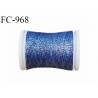 Bobine 500 m fil mousse polyamide et lurex n° 120 couleur bleu et argent longueur de 500 mètres bobiné en France
