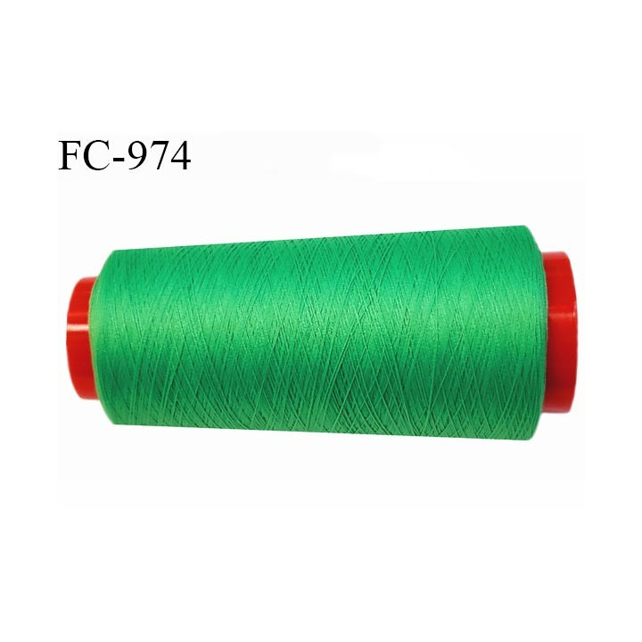 Cone 1000 m fil mousse polyester n°110 couleur vert longueur 1000 mètres bobiné en France