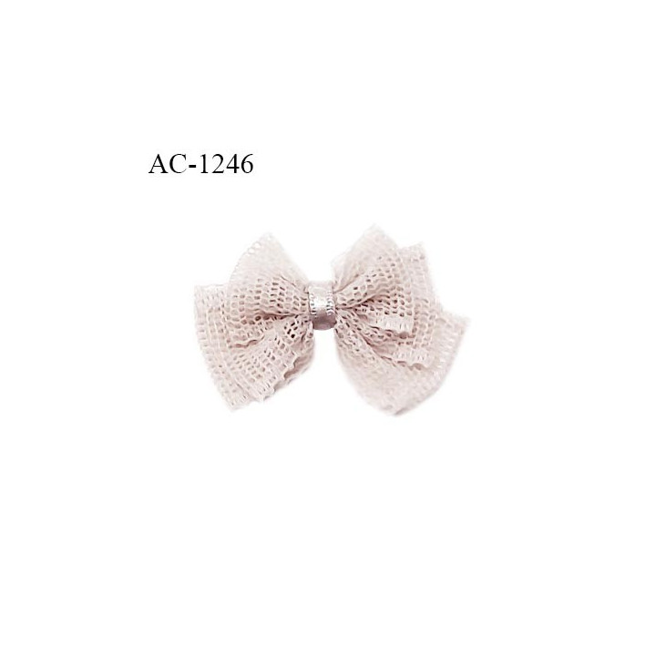Noeud lingerie mousseline couleur gris rosé largeur 35 mm hauteur 25 mm prix à l'unité