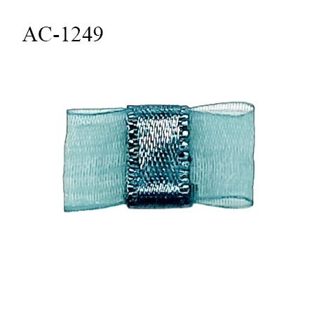 Noeud lingerie 20 mm haut de gamme en mousseline mate et centre satin couleur bleu vert jade prix à l'unité