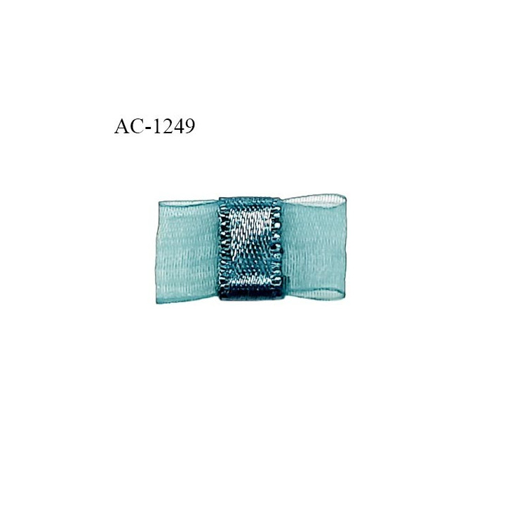 Noeud lingerie 20 mm haut de gamme en mousseline mate et centre satin couleur bleu vert jade prix à l'unité