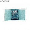 Noeud lingerie 20 mm haut de gamme en mousseline mate et centre satin couleur bleu vert jade prix à l'unité