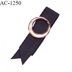 Noeud lingerie haut de gamme ruban satin mat couleur gris avec anneau couleur rose gold prix à l'unité