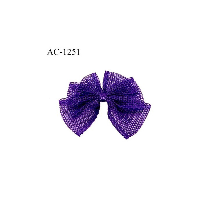 Noeud lingerie mousseline couleur violet orchidée largeur 35 mm hauteur 25 mm prix à l'unité