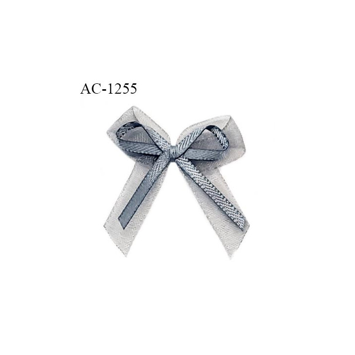 Noeud lingerie 32 mm en satin couleur gris sur mousseline largeur 32 mm hauteur 32 mm prix à l'unité