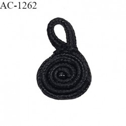 Décor lingerie ornement motif passementerie escargot et boucle couleur noir avec perle au centre diamètre 14 mm prix à la pièce