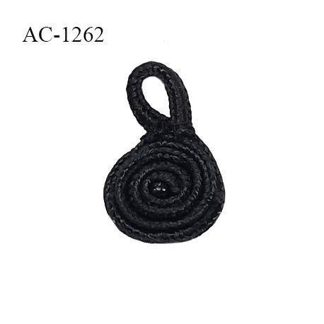 Décor lingerie ornement motif passementerie escargot et boucle couleur noir avec perle au centre diamètre 14 mm prix à la pièce