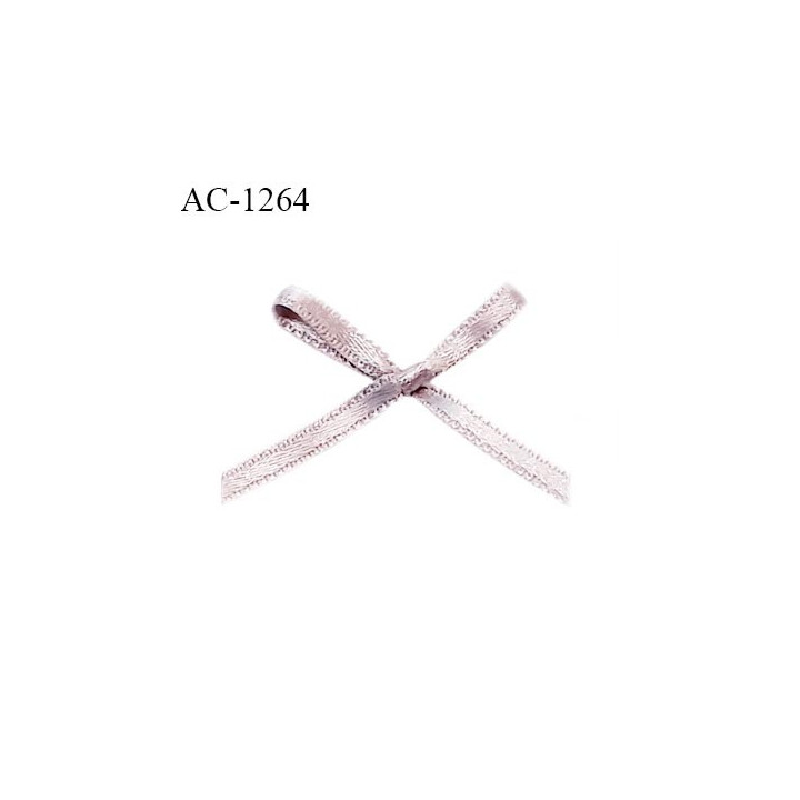 Noeud lingerie satin haut de gamme couleur gris rosé largeur 35 mm hauteur 20 mm prix à l'unité