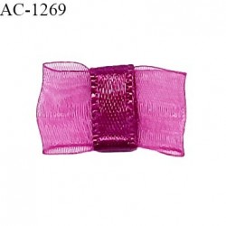Noeud lingerie 20 mm haut de gamme en mousseline mate et centre satin couleur magenta prix à l'unité