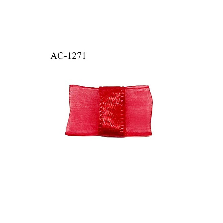 Noeud lingerie 20 mm haut de gamme en mousseline mate et centre satin couleur rouge fusion prix à l'unité