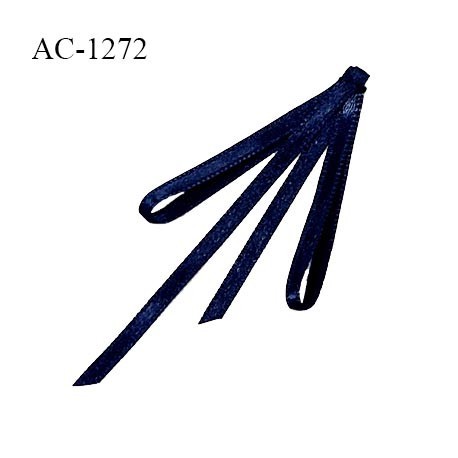 Noeud lingerie 75 mm satin haut de gamme boucles tombantes couleur bleu denim largeur 28 mm hauteur 75 mm prix à l'unité
