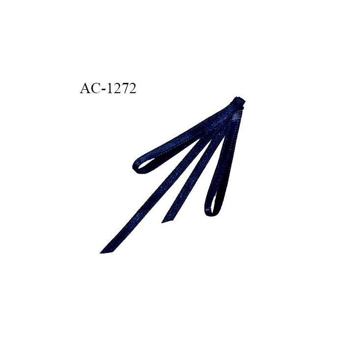 Noeud lingerie 75 mm satin haut de gamme boucles tombantes couleur bleu denim largeur 28 mm hauteur 75 mm prix à l'unité