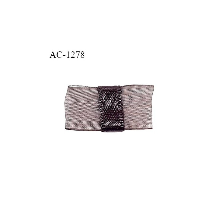 Noeud lingerie 20 mm haut de gamme en mousseline mate et centre satin couleur teck largeur 20 mm hauteur 14 mm prix à l'unité