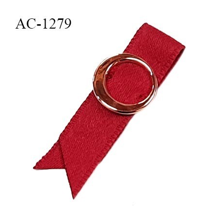 Noeud lingerie haut de gamme ruban satin mat couleur rouge avec anneau couleur rose gold prix à l'unité