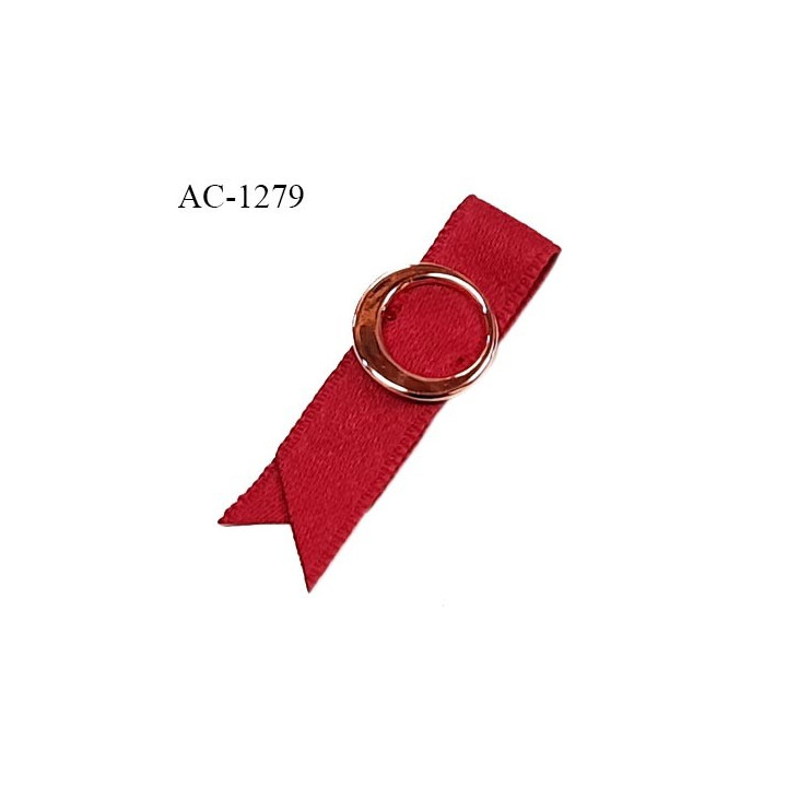 Noeud lingerie haut de gamme ruban satin mat couleur rouge avec anneau couleur rose gold prix à l'unité