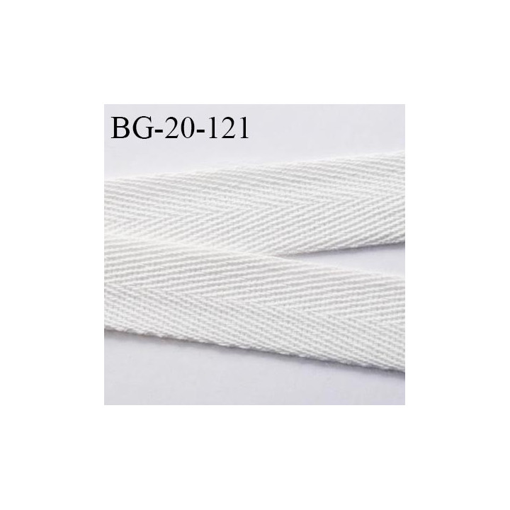 Biais sergé 100 % coton largeur 20 mm couleur naturel souple semi rigide et très doux prix au mètre