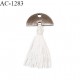 Noeud lingerie haut de gamme demi cercle métal avec pompon couleur blanc largeur 14 mm hauteur 27 mm prix à la pièce