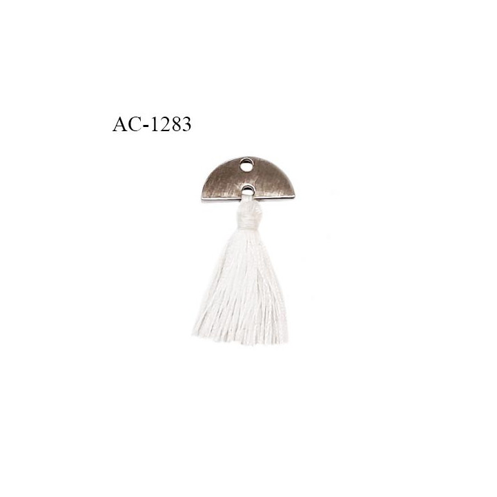 Noeud lingerie haut de gamme demi cercle métal avec pompon couleur blanc largeur 14 mm hauteur 27 mm prix à la pièce