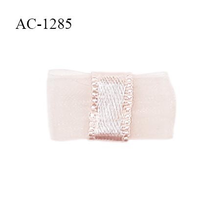 Noeud lingerie 20 mm haut de gamme en mousseline mate et centre satin couleur rose candy prix à l'unité