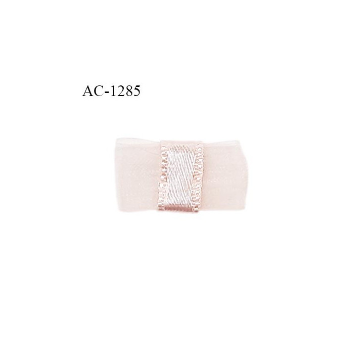 Noeud lingerie 20 mm haut de gamme en mousseline mate et centre satin couleur rose candy prix à l'unité
