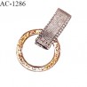 Boucle satin haut de gamme couleur fumé longueur 14 mm largeur 6 mm sur anneau en métal rose gold prix à l'unité