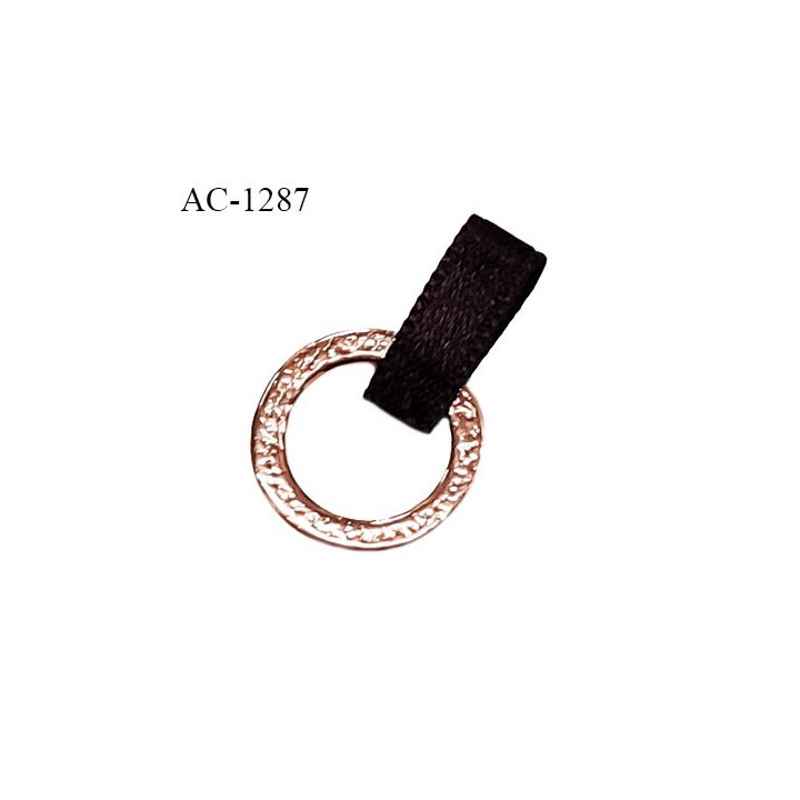 Boucle satin haut de gamme couleur noir sur anneau en métal doré prix à l'unité