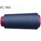 Cone 1000 m fil mousse polyester n°110 couleur gris anthracite bleuté longueur 1000 mètres bobiné en France