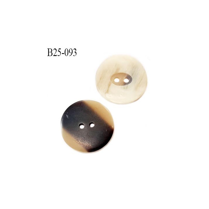 Bouton 23 mm imitation corne 2 trous diamètre 23 mm épaisseur 3.5 mm prix à l'unité