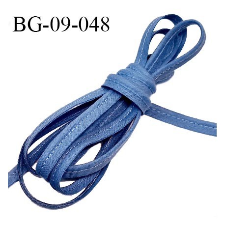 Passepoil 9 mm coton couleur bleu largeur 09 mm avec cordon intérieur 2 mm prix au mètre