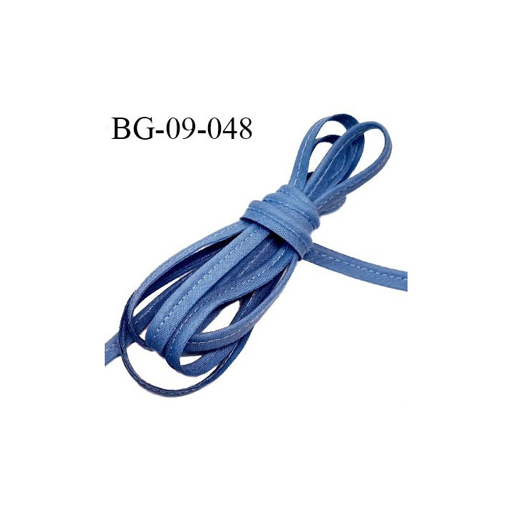 Passepoil 9 mm coton couleur bleu largeur 09 mm avec cordon intérieur 2 mm prix au mètre