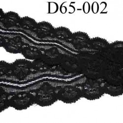 dentelle noir largeur 65 mm lycra élastique couleur noir lumineux vendue au mètre