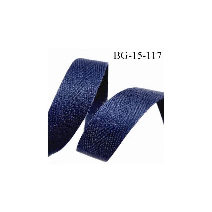 Biais sergé 15 mm semi rigide couleur bleu marine largeur 15 mm prix au mètre
