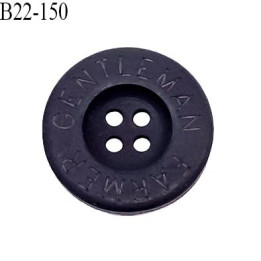 Bouton 22 mm en pvc couleur bleu marine inscription Gentleman Farmer 4 trous diamètre 22 mm épaisseur 4 mm prix à la pièce