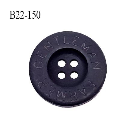 Bouton 22 mm en pvc couleur bleu marine inscription Gentleman Farmer 4 trous diamètre 22 mm épaisseur 4 mm prix à la pièce