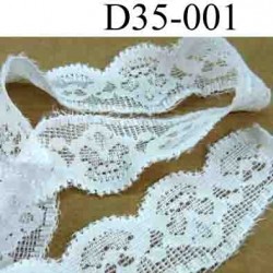 dentelle noir largeur 35 mm lycra élastique couleur blanc lumineux vendue au mètre