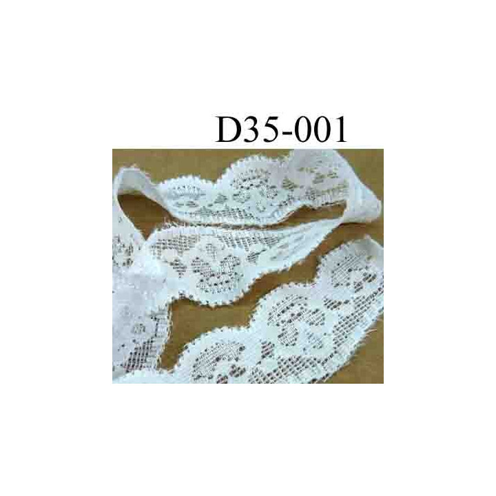 dentelle noir largeur 35 mm lycra élastique couleur blanc lumineux vendue au mètre