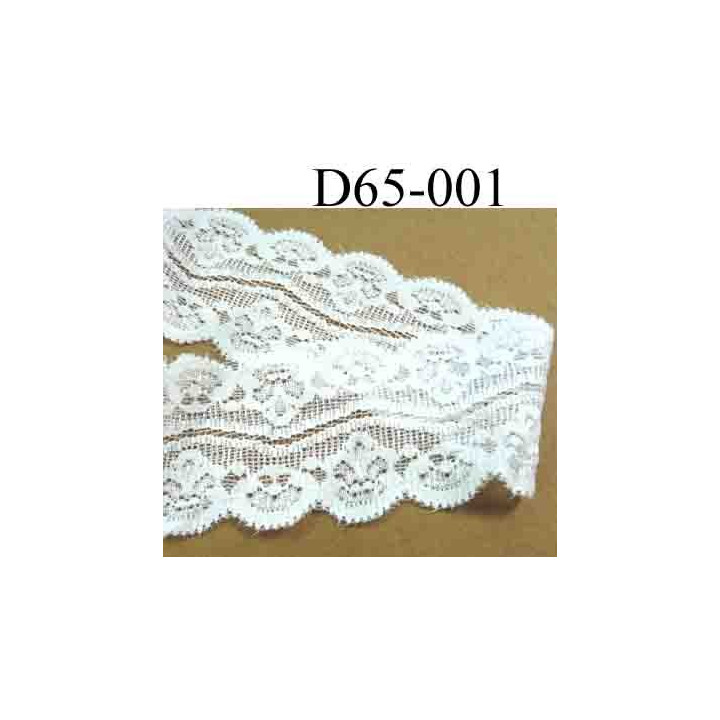 dentelle blanche largeur 65 mm lycra élastique couleur blanc lumineux vendue au mètre