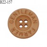 Bouton 22 mm en pvc couleur caramel inscription Gentleman Farmer 4 trous diamètre 22 mm épaisseur 4 mm prix à la pièce