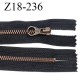 Fermeture zip 18 cm couleur noir non séparable longueur 18 cm largeur 27 mm glissière laiton 6 mm prix à la pièce