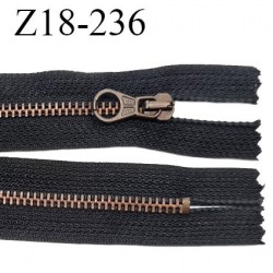Fermeture zip 18 cm couleur noir non séparable longueur 18 cm largeur 27 mm glissière laiton 6 mm prix à la pièce