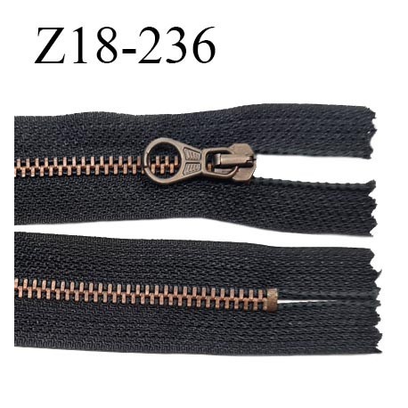 Fermeture zip 18 cm couleur noir non séparable longueur 18 cm largeur 27 mm glissière laiton 6 mm prix à la pièce